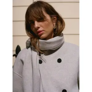 Mint Velvet Light Grey Wool Blend Hand Finished Scarf Detail Coat